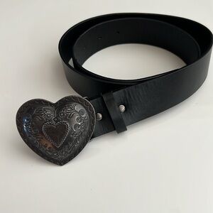 Heart and flowers design Buckle Belt black